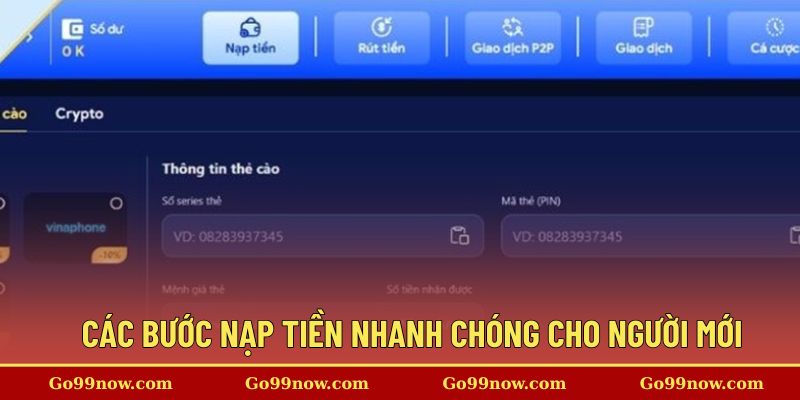 Các bước nạp tiền nhanh chóng cho người mới