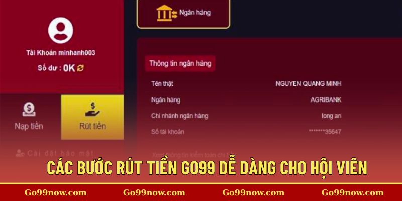 Các bước rút tiền Go99 dễ dàng cho hội viên